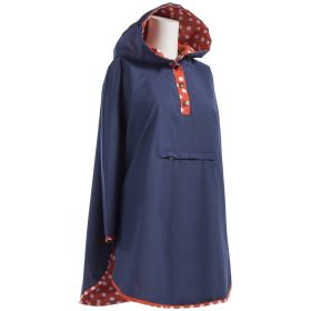 Totes Isotoner Women's Reversible Hooded Rain Poncho Waterproof Cape - Red Ikat