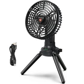 Foldable Camping Fan with Emergency Power Bank 270Â° Oscillating Rechargeable Tripod Fan for Hiking Fishing Personal Desk Fan with 4 Speeds 3 Brightne