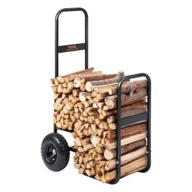 VEVOR Firewood Log Cart, 250 lbs Load Capacity, Outdoor and Indoor Wood Rack Storage Mover with Pneumatic Rubber Wheels, Heavy Duty Steel Dolly Hauler