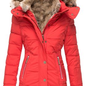 Plus Size Thick Fleece Lined Parka Coats; Women's Plus Plush Hooded Windproof Warm Down Outerwear Jackets With Pockets (Color: Red, size: 5XL(22))