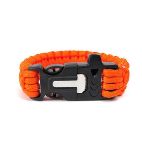 Seven Core Umbrella Rope Braided Survival Whistle Play Flint Escape Emergency Umbrella Rope Bracelet (Color: Orange)