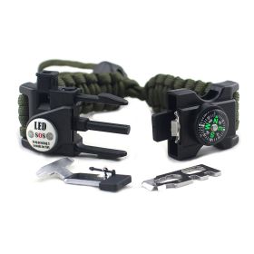 Parachute Cord Braided Adjustable Survival Bracelet (Color: army green)