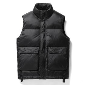 Down vest in autumn and winter; women and men's Korean version; trend; white duck down jacket; vest; jacket (Color: Black, size: 2XL)