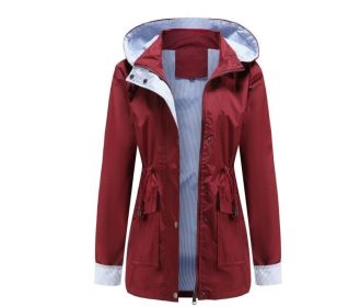 Lightweight Hooded Windproof Jacket (Color: Red, size: 2XL)