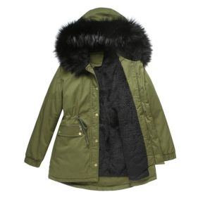 Women's Hooded Long Cotton Coat Warm Outwear (Color: Green, size: S)