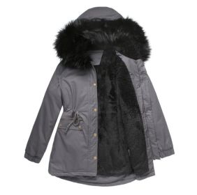 Women's Hooded Long Cotton Coat Warm Outwear (Color: Gray, size: L)