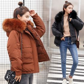 New Arrival Down Jacket Winter Jacket Women Single Full Slim Hair Cotton-padded Clothes Big Jacket Coat (Color: Brown, size: XL)