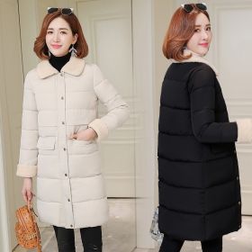 new women's long lamb lamb coat jacket cotton jacket (Color: White, size: XL)