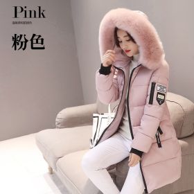 winter new women's long hooded zipper cotton clothing (Color: Black, size: L)