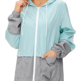 Women's Outwear Women Rain Coats Lightweight Waterproof Outdoor Rain Jacket (Color: Light Blue, size: L(8/10))