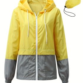 Women's Outwear Women Rain Coats Lightweight Waterproof Outdoor Rain Jacket (Color: Yellow, size: S(4))