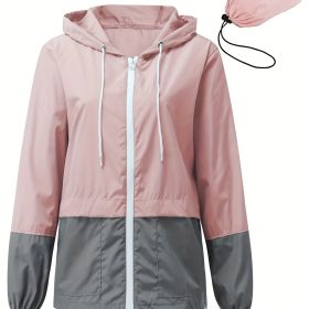 Women's Outwear Women Rain Coats Lightweight Waterproof Outdoor Rain Jacket (Color: Pink, size: XL(12))