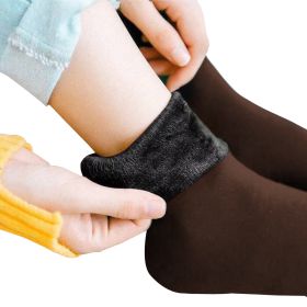 5 Pairs New Velvet Women Winter Warm Thicken Thermal Socks Soft Casual Solid Color Sock Wool Cashmere Home Snow Boots Floor Sock (Color: Brown, size: 5-Pairs)