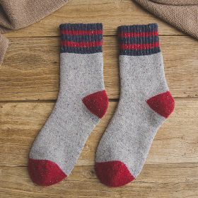 5 Pairs Thick Terry Wool Socks Women for Autumn and Winter with Striped Dotted Yarn Warm Christmas Socks (Color: 02, size: EUR35-40)