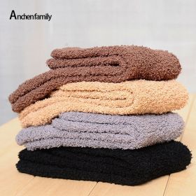 3 Pairs Winter Warm Fluffy Socks In Women's Socks Cute Soft Elastic Coral Velvet Socks Indoor Floor Towel Socks Breathable Pure Colors (Color: Random 3 Pairs)