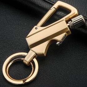 Creative Metal Keychain Lighter Wild Fire Ten Thousand Times Use Kerosene Lighters Gifts For Men (Color: Gold)