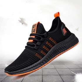 Fashion Sneakers Lightweight Men Casual Shoes Breathable Male Footwear Lace Up Walking Shoe (Shoe Size: 38, Color: Black-Orange)