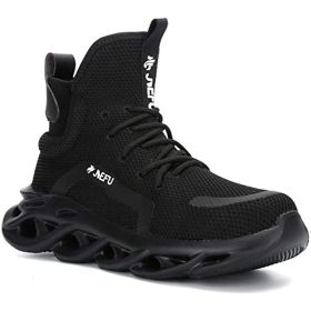 JIEFU Work Safety Boots Breathable Lightweight Reliable Durable Steel Toe Industrial Construction Shoes (Color: Black, size: 6 Men)