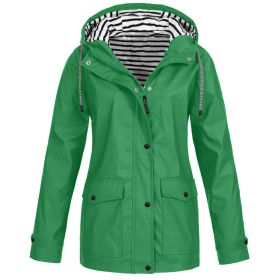 Autumn and Winter Hot Sale Women's Jacket Outdoor Mountaineering Waterproof Jacket (Color: Green, size: XXXXL)