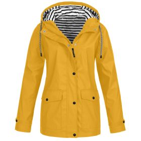 Autumn and Winter Hot Sale Women's Jacket Outdoor Mountaineering Waterproof Jacket (Color: Yellow, size: L)