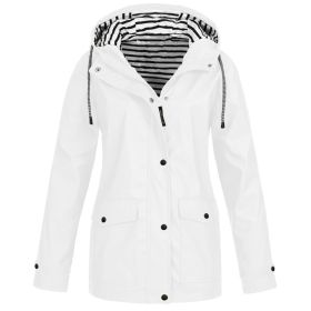 Autumn and Winter Hot Sale Women's Jacket Outdoor Mountaineering Waterproof Jacket (Color: White, size: M)