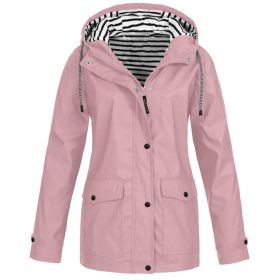 Autumn and Winter Hot Sale Women's Jacket Outdoor Mountaineering Waterproof Jacket (Color: Pink, size: S)