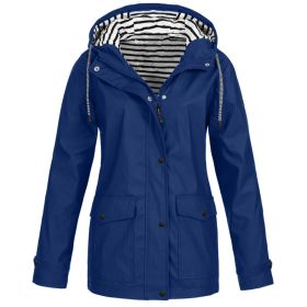 Autumn and Winter Hot Sale Women's Jacket Outdoor Mountaineering Waterproof Jacket (Color: Blue, size: M)