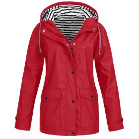 Autumn and Winter Hot Sale Women's Jacket Outdoor Mountaineering Waterproof Jacket (Color: Red, size: M)