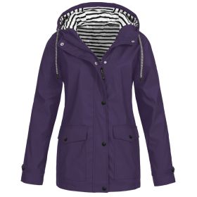 Autumn and Winter Hot Sale Women's Jacket Outdoor Mountaineering Waterproof Jacket (Color: Purple, size: XXXXXL)