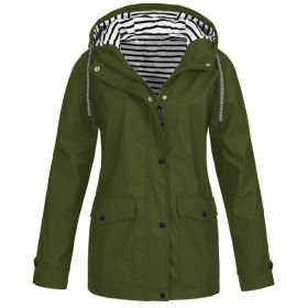 Autumn and Winter Hot Sale Women's Jacket Outdoor Mountaineering Waterproof Jacket (Color: army green, size: S)