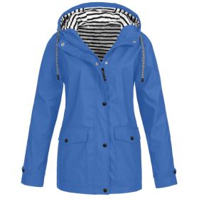 Autumn and Winter Hot Sale Women's Jacket Outdoor Mountaineering Waterproof Jacket (Color: Light Blue, size: L)