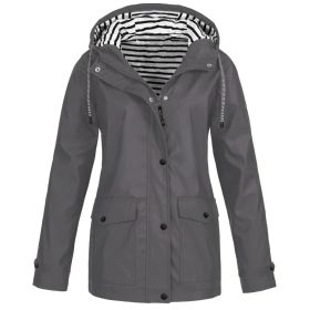 Autumn and Winter Hot Sale Women's Jacket Outdoor Mountaineering Waterproof Jacket (Color: Gray, size: L)