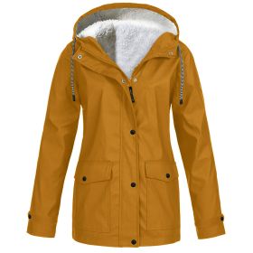 Fall/Winter Women's Hot Sale Plus Fleece Jacket Outdoor Mountaineering Suit Hooded Coat Jacket (Color: Khaki, size: XXL)