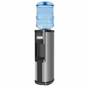 3-5 Gallon Top Loading Water Dispenser Cooler Hot and Cold with Child Safety Lock, ETL Listed Quiet (Color: Black)