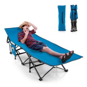 28.5 Inch Extra Wide Sleeping Cot for Adults with Carry Bag (Color: Blue)